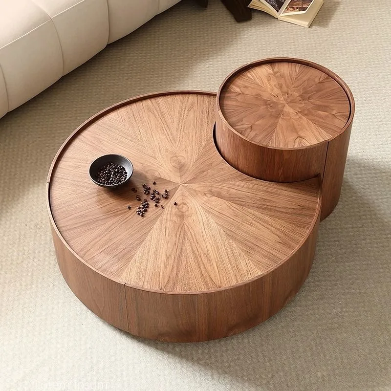 Ensemble de Table basse ronde de luxe de Style moderne, avec rangement, meubles de salon multifoncti