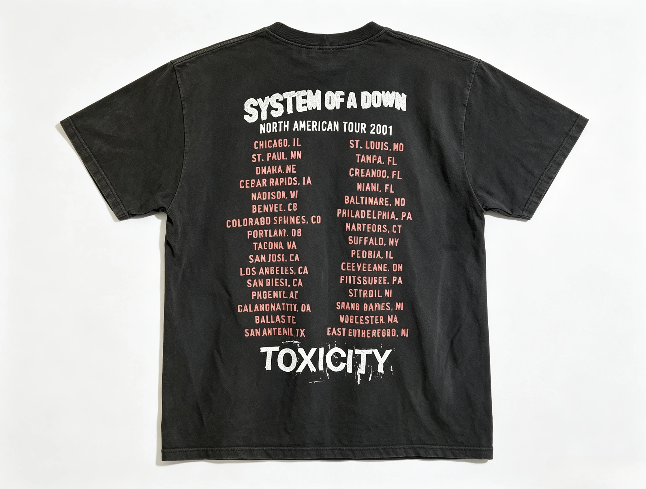 System of A Down Toxicity 2001 North American Tour Cotton T-shirt Men Women Rock Band Print Casual Short Sleeve Tee