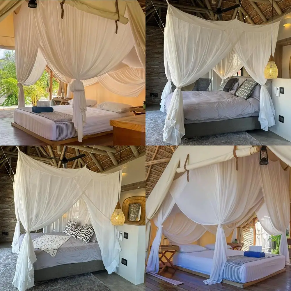 

Cotton Bed Canopy for Queen and King Beds | Handcrafted Luxury Mosquito Nets | Decorative Rectangular Bedroom Curtains