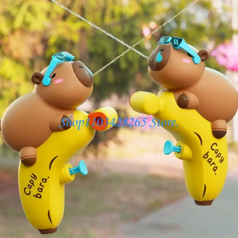 Long Cartoon Capibara Water Guns Toy for Kids Outdoor Play Ergonomic Grip Design Safe ABS Water Squirter for Child G2TE