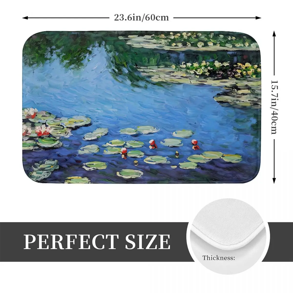 Water Lilies Bath Mat Monet ภาพวาดห้องน้ําพรมสําหรับอาบน้ํา Home Decor Anti-Slip Soft เท้า Anti Slip พิมพ์เสื่อห้องน้ํา