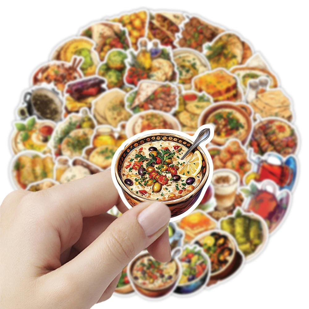 10/30/50 Uds. Pegatinas de comida de Oriente Medio de dibujos animados divertidos y bonitos, pegatinas DIY para ordenador portátil, cuaderno, teléfono, diario, pegatina decorativa, juguetes para niños