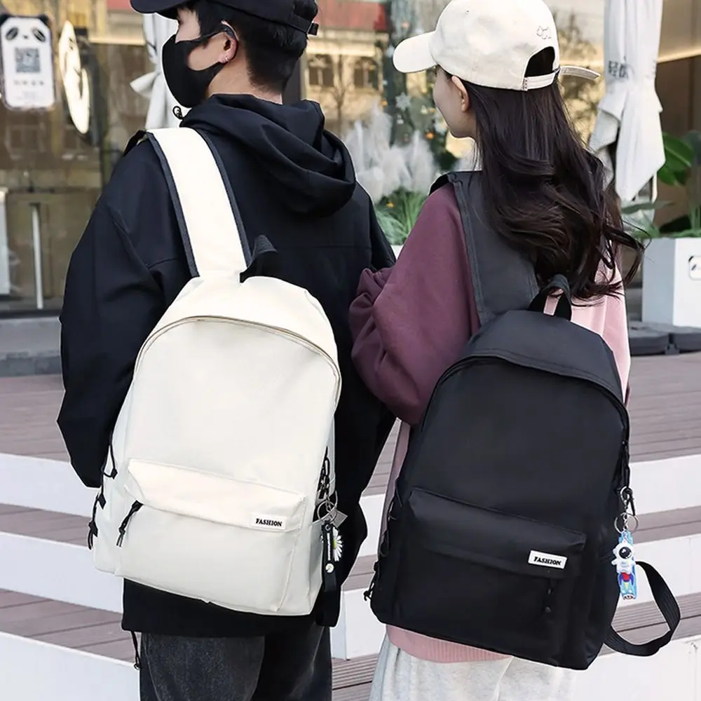 Grande capacidade Multi bolso mochila estudantil, bolsa casual coreana elegante, escola de moda monocromática