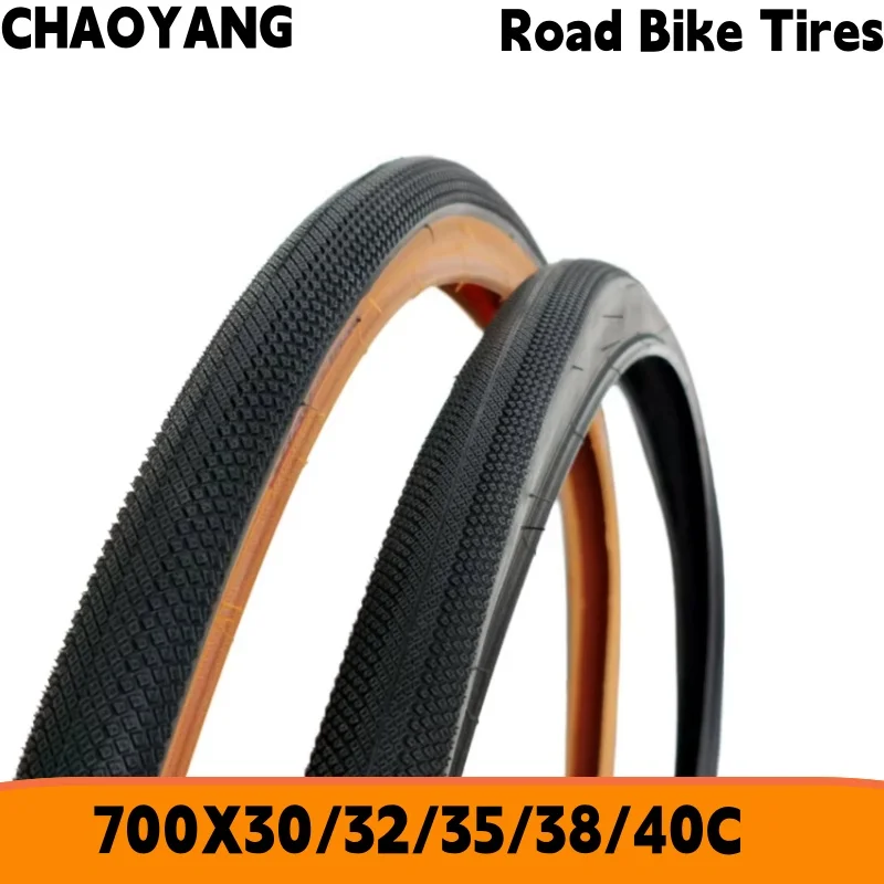 Image of CHAOYANG 700C Gravelbike-Reifen, Straßenfahrrad-Reifen mit brauner Kante, 700X30/32/35/38/40C, pannensicherer Außenreifen