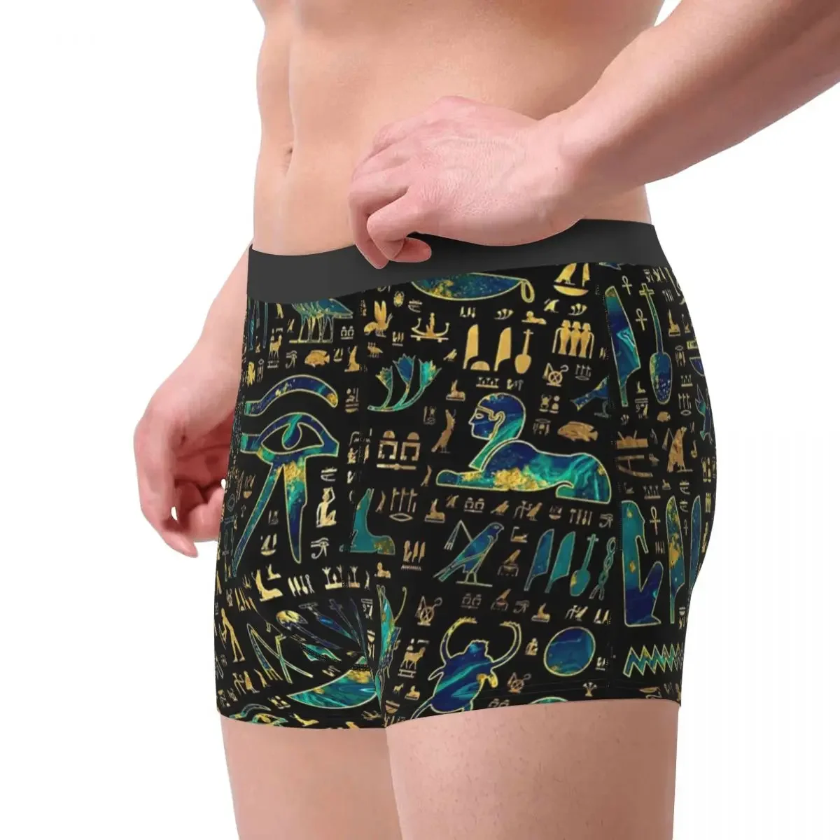 Men Ancient Egyptian Hieroglyphs Underwear Egypt Eye of Horus Funny Boxer Shorts Panties Male Polyester Underpants