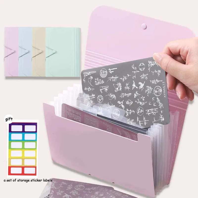 

1PC Nail Stamper Plates Storage Book, Foldable, Dust-proof and Scratch-resistant Nail Sticker Steel Plate Storage Album Bag Tool