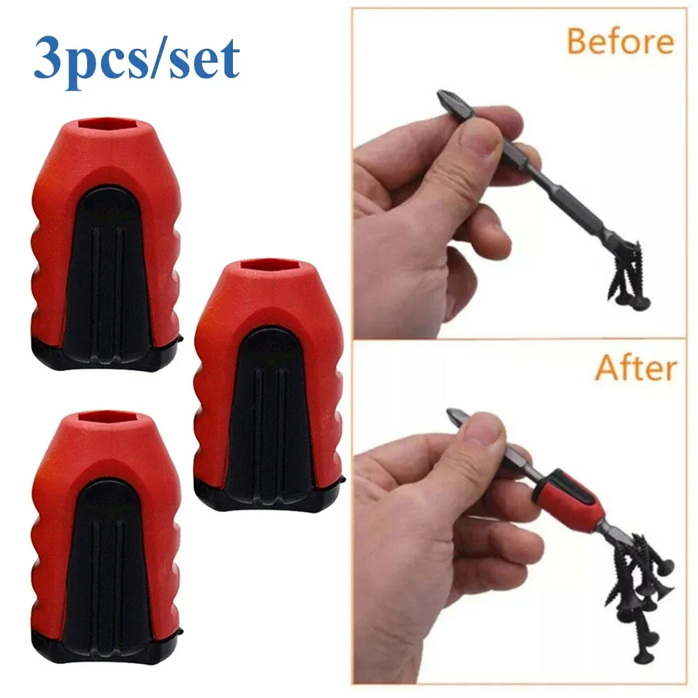 3PCS Strong Magnetizer Drill Bit Magnetic Ring Magnet Screwdriver Bits Holder Screwdriver Bit Head Magnetizer For Electric Screw