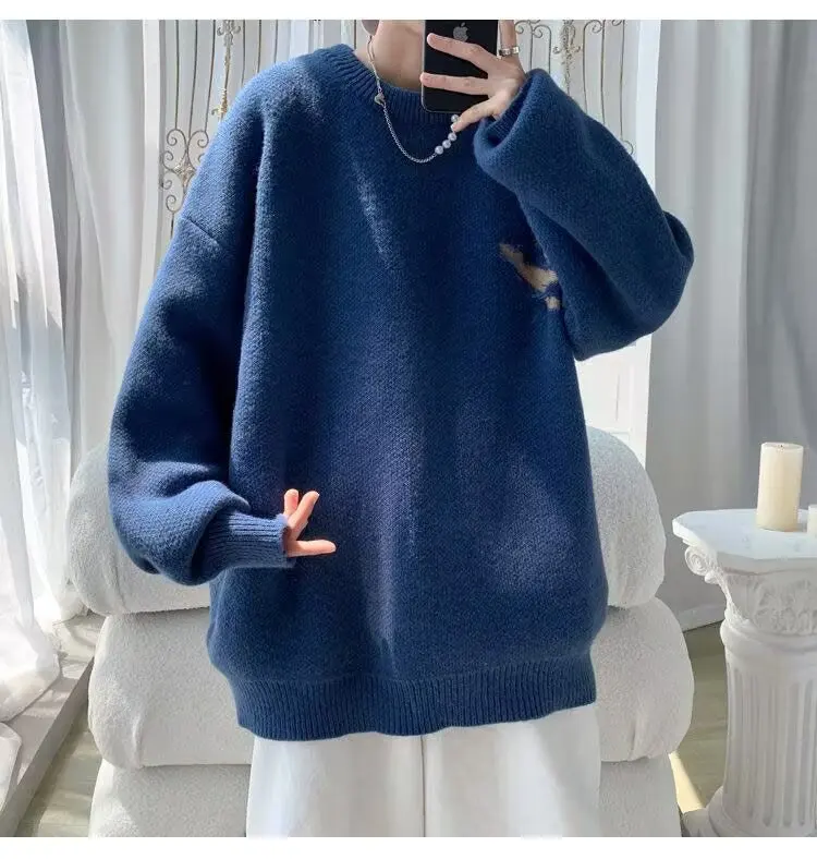 

Американский трикотаж с отверстиями, свободный мужской ленивый винтажный осенне-зимний большой размер, High Sensation M, наряды для пар, повседневная одежда