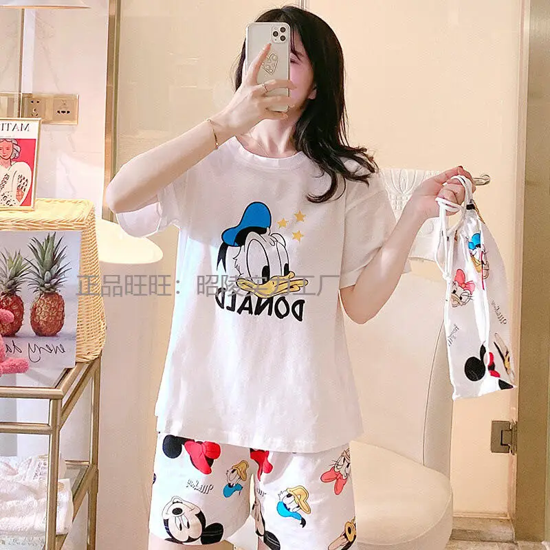 

Женские шорты с короткими рукавами, пижамный комплект, летняя одежда с героями мультфильмов для девочек в стиле аниме, домашняя одежда, милая модная студенческая футболка, комплект из двух предметов