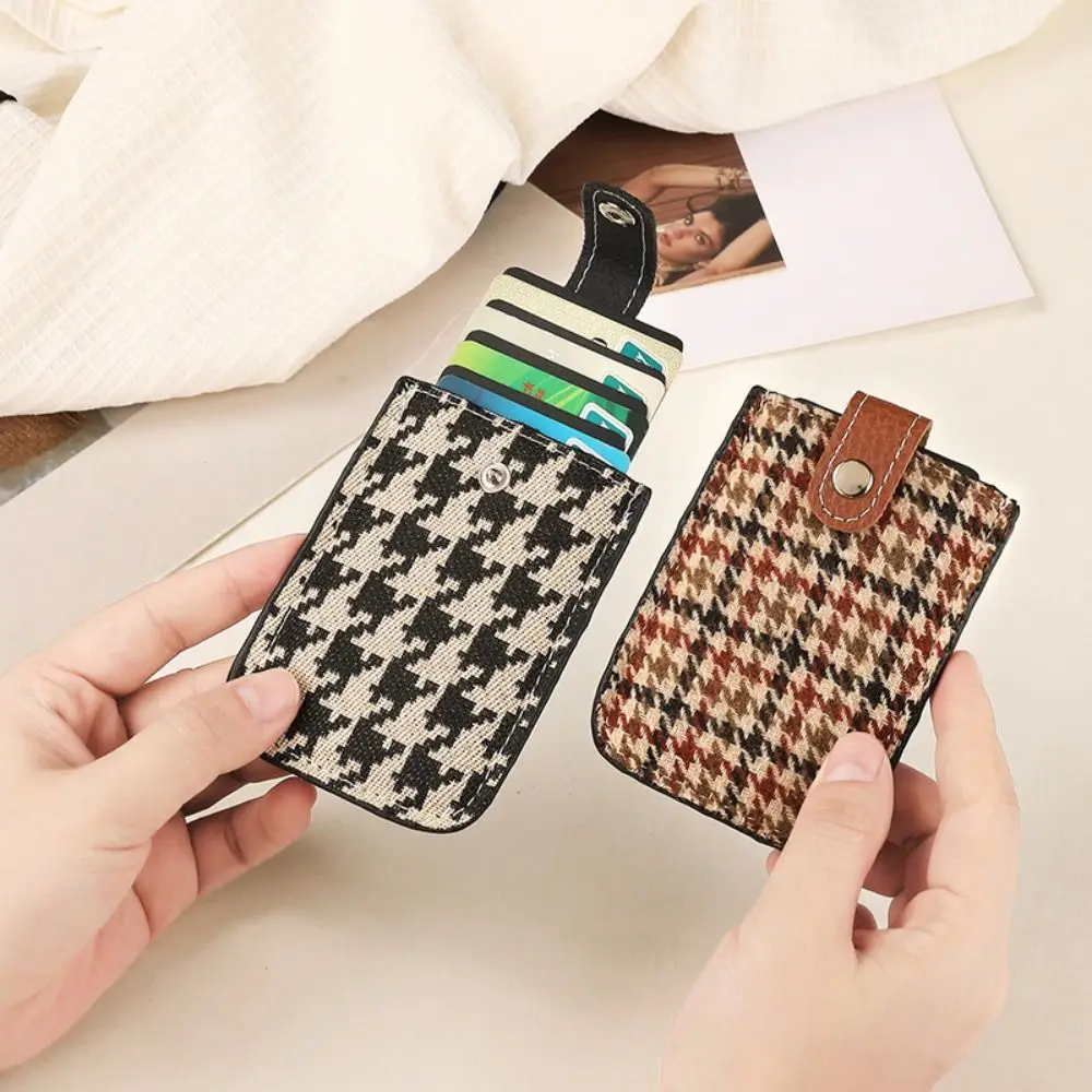 Fashion PU Leather Short Wallet Houndstooth Card Bag Portable Change Bag Card Holders Clutch