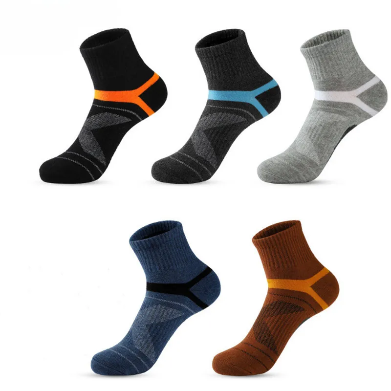 5 Pairs New Fashion Anti-slip Men Cotton Socks Set Sport Male Non-slip Basketball Tennis Sport Cycling Riding Socks Set For Men