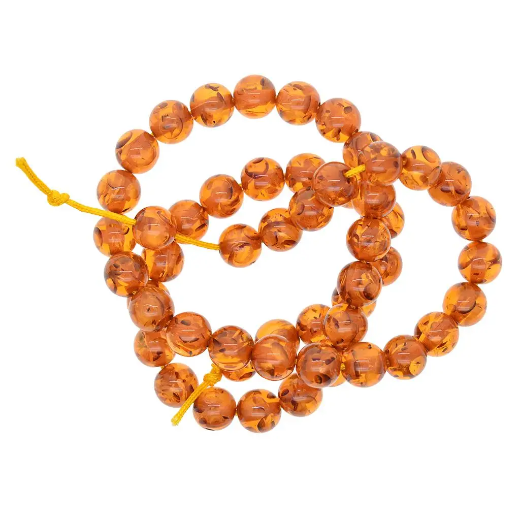 Synthetic Stone Honey Brown Amber Round Loose Beads Strand 8mm Charm Spacers