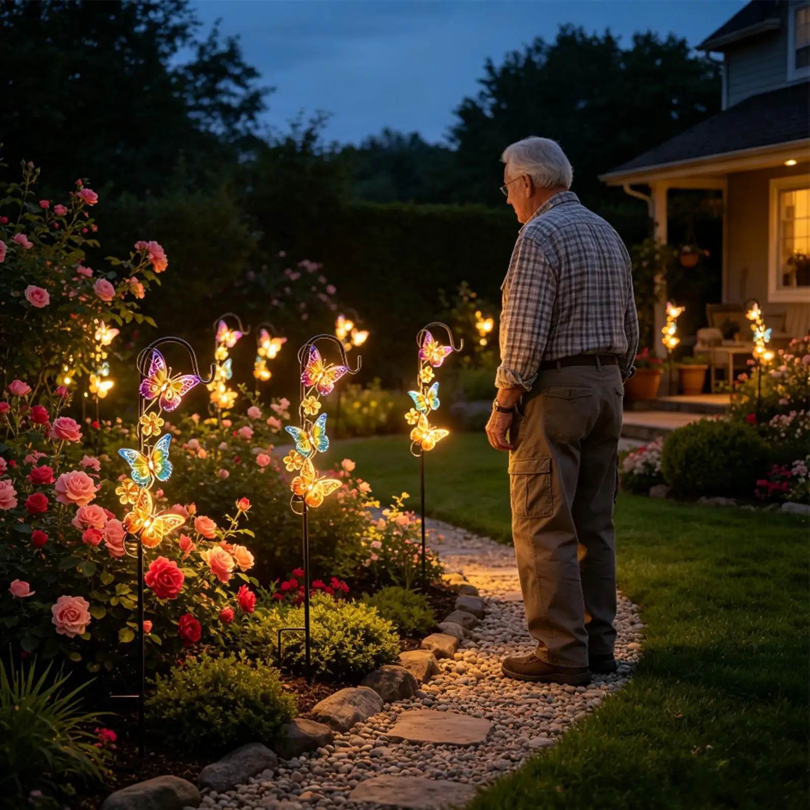 Solar Garden Lights Butterfly Design Landscape Waterproof Lawn Lamp Solar Garden Lights Outdoor For Pathway Outside Lawn Patio