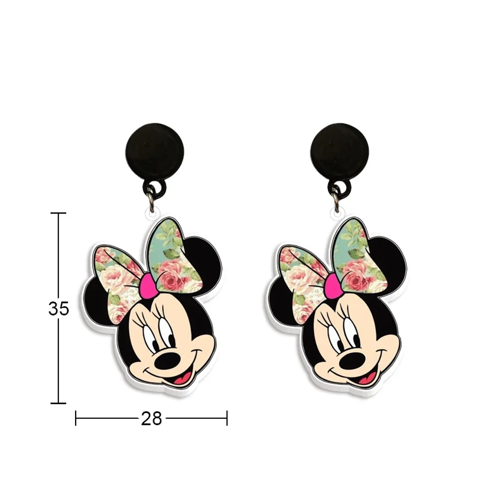 عيد الحب ديزني ميكي ماوس الاكريليك الأسود انخفاض الأقراط الراتنج الايبوكسي اليدوية مجوهرات للنساء