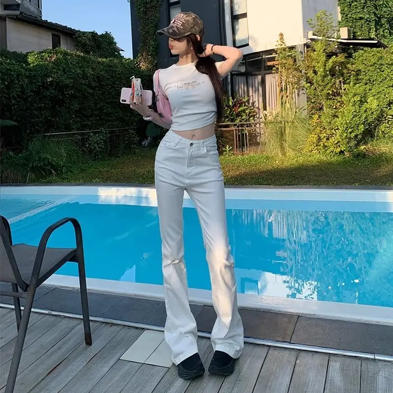 Jean à cloche Y2K pour femmes, vêtements évasés, coupe Bootcut, trompette, allongement des jambes, Silhouette en forme de poire, Denim féminin, mode Chic