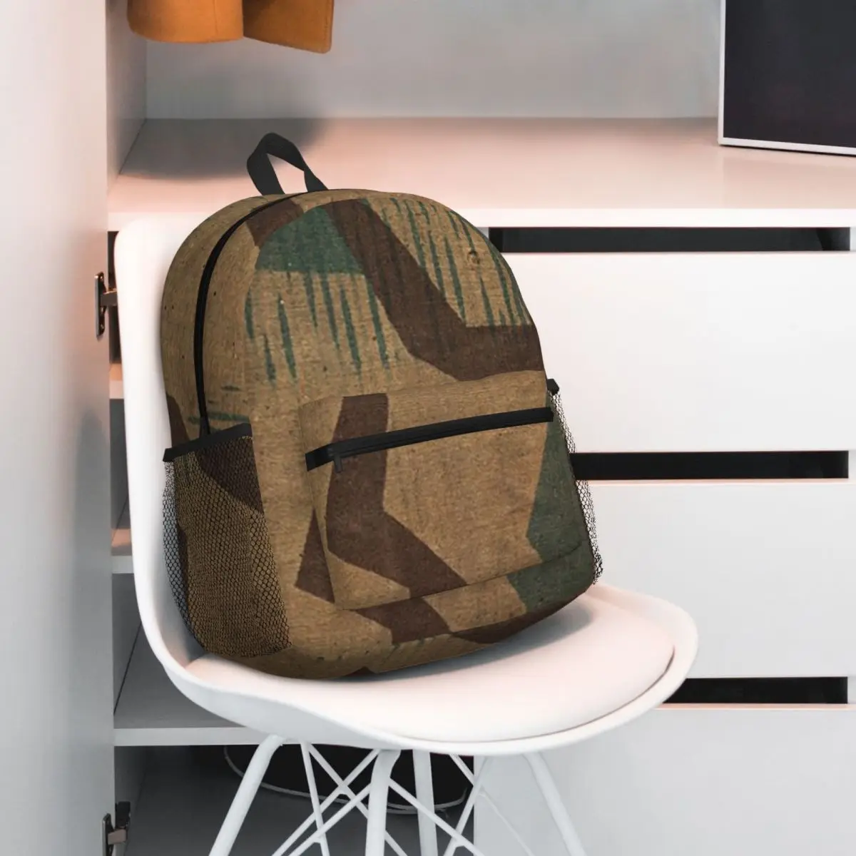 Splintertarn German WW2 Camouflage Army Military Camo Backpack Daypack Large Capacity Kids BookBag School Bag Shoulder Bags