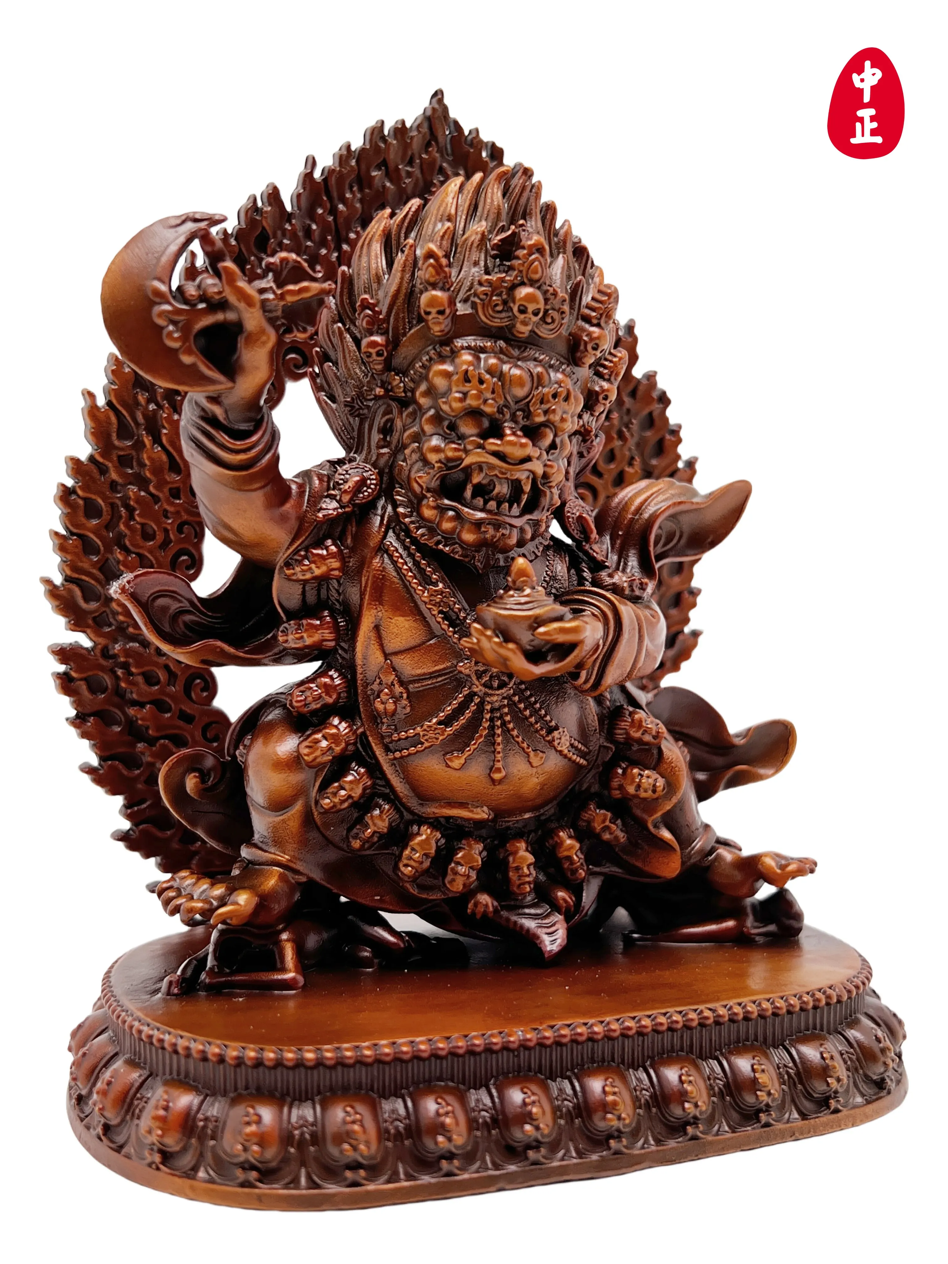 [Special offer] Kagyu Dahei Tian Maha Ga block robe King Kong 11cm red copper can be customized handicraft ornament
