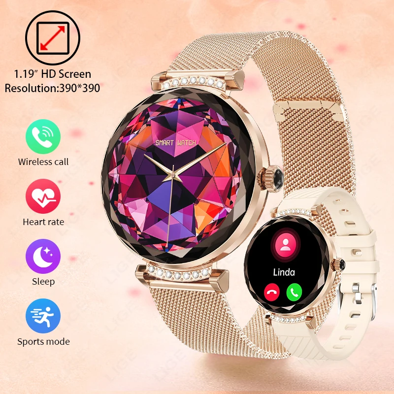 

Fashion Women's Watches Bracelet Custom Watch Face Smart Watch Heart Rate Monitoring Clock HD Call Waterproof Ladies Smartwatch
