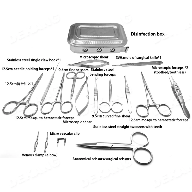 Kit Experiment Aço inoxidável para Animal, Pet, Rato, Rato, Microanatomia