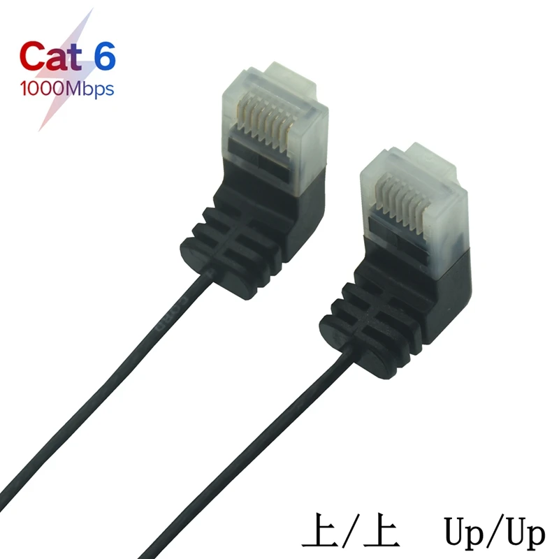 Superfine Ultra cienki kabel Ethernet Cat6a RJ45 w górę kąt nachylenia kabel sieciowy UTP kabel sieciowy Cat6a kable Lan 0.25m 0.5m 1m