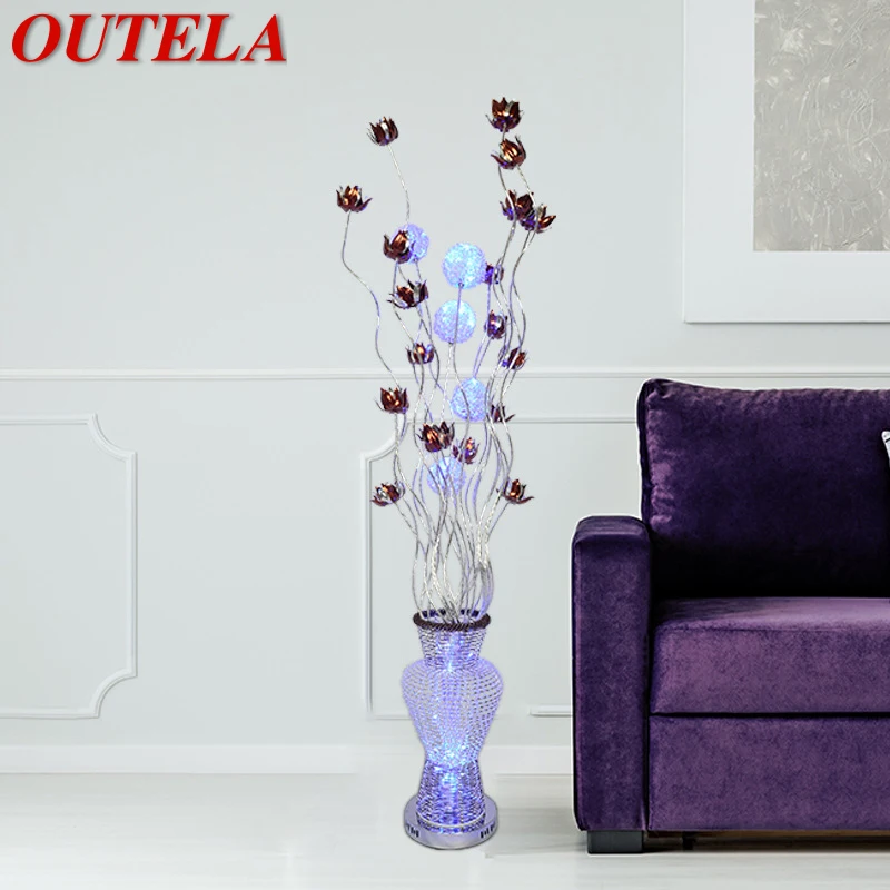 

OUTELA Nordic Floor Lamp Fashionable Art Flower Living Wedding Room Bedroom Hotel LED Aluminum Wire Originality Decorative