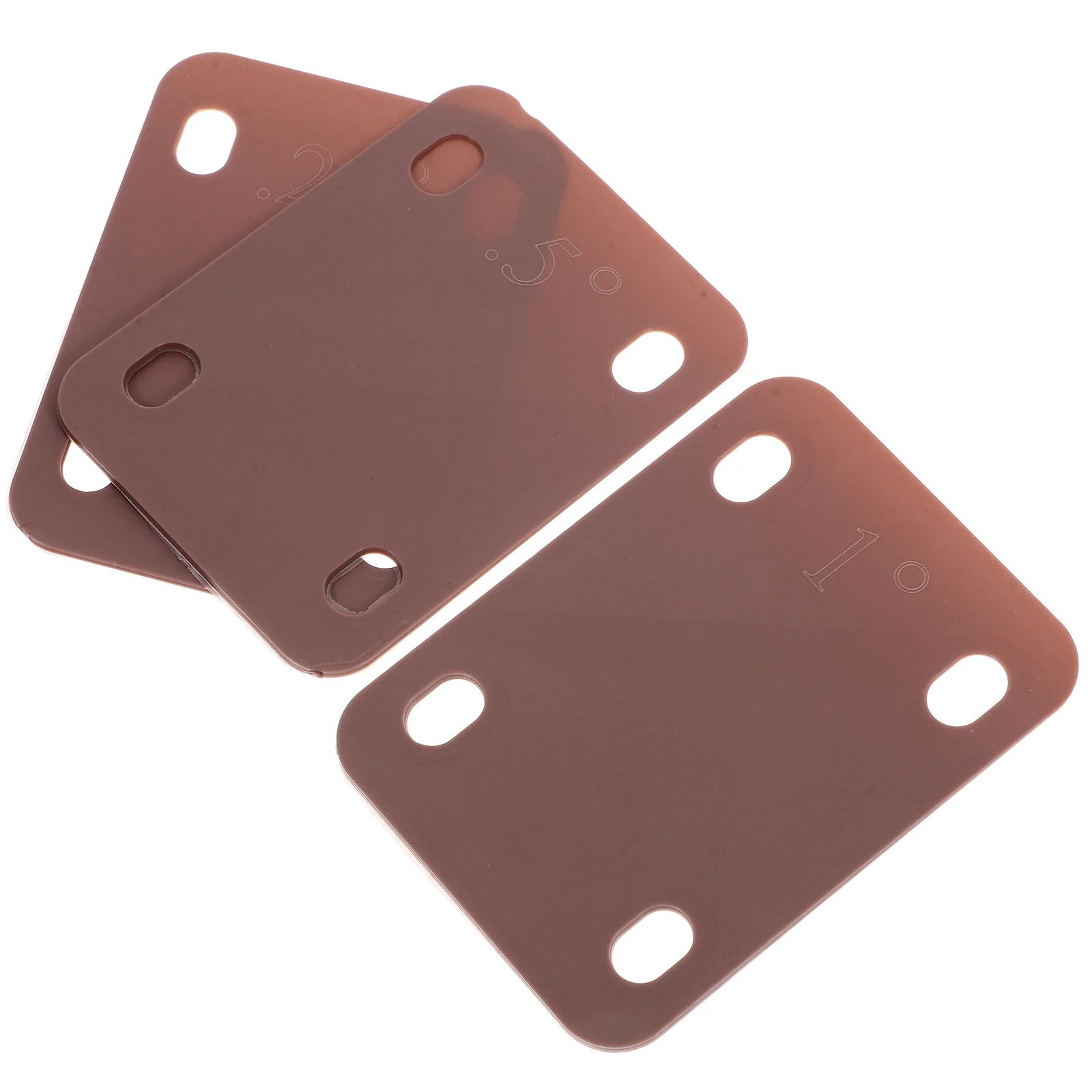 

3 Pcs Guitar Neck Shims Plastic 1°+0.5°+0.25° Brown Adjusters Bass Guitars Heightening Gaskets Parts Washer Spacer