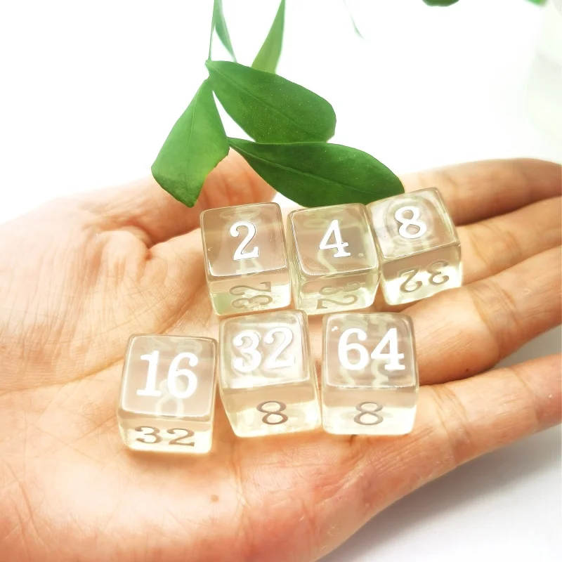 Even Numbers Dice in Backgammon Games Acrylic Plastic Dice With Sharp Edge For Table Broad Backgammon Games