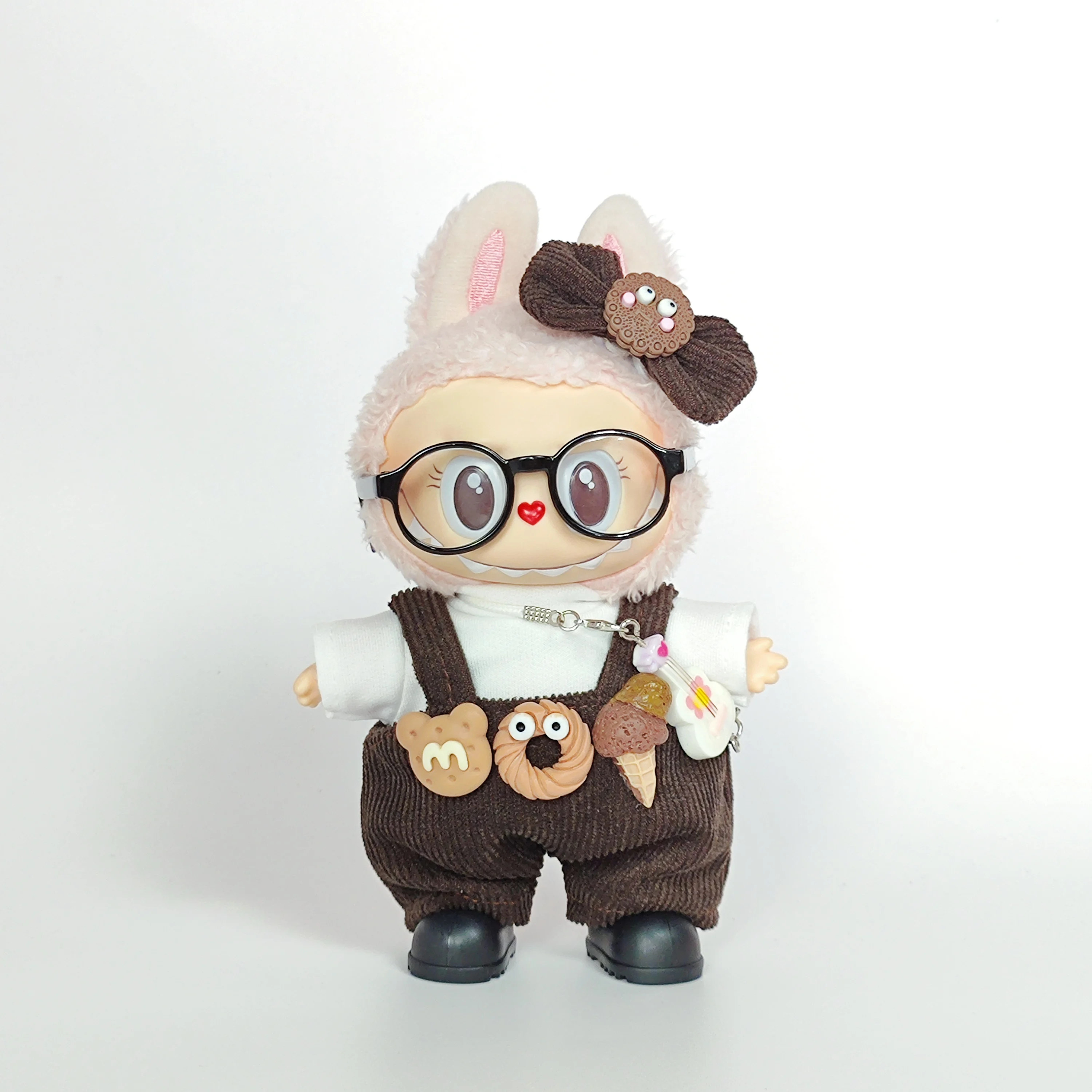 17cm Blind Box Keychain Labubu Outfit - Cute Ice Cream Overalls for Labubu Doll