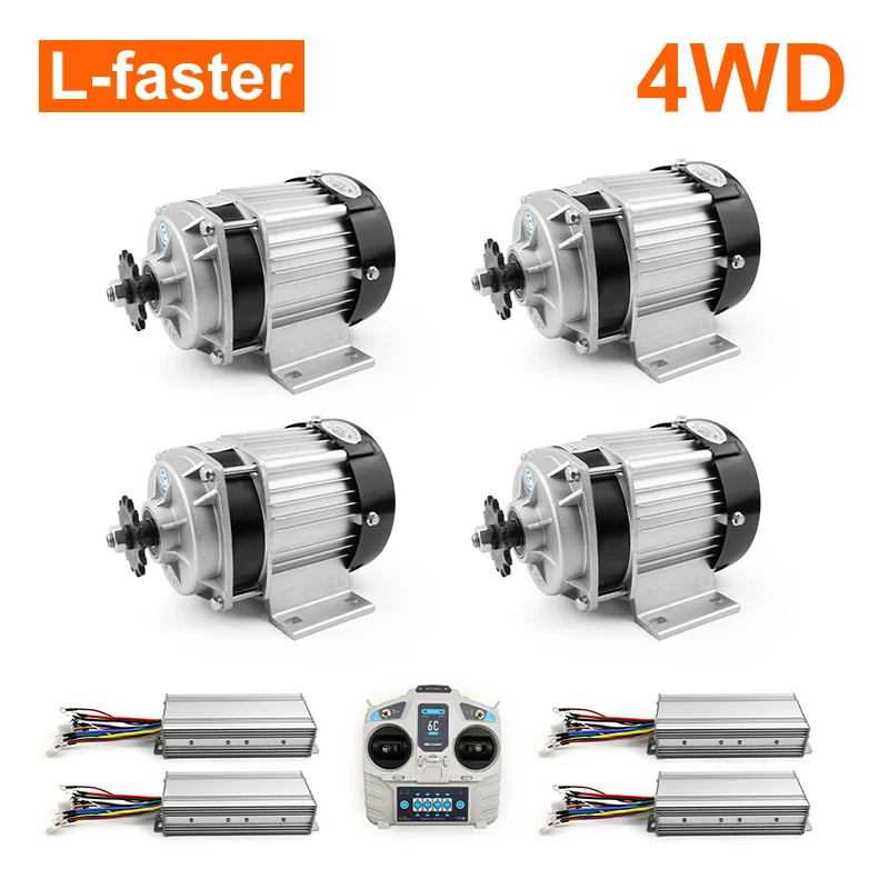 

DIY 4WD 48V 2000W Electric Trolley Cart Brushless Gear Motor Kit With Remote Controller