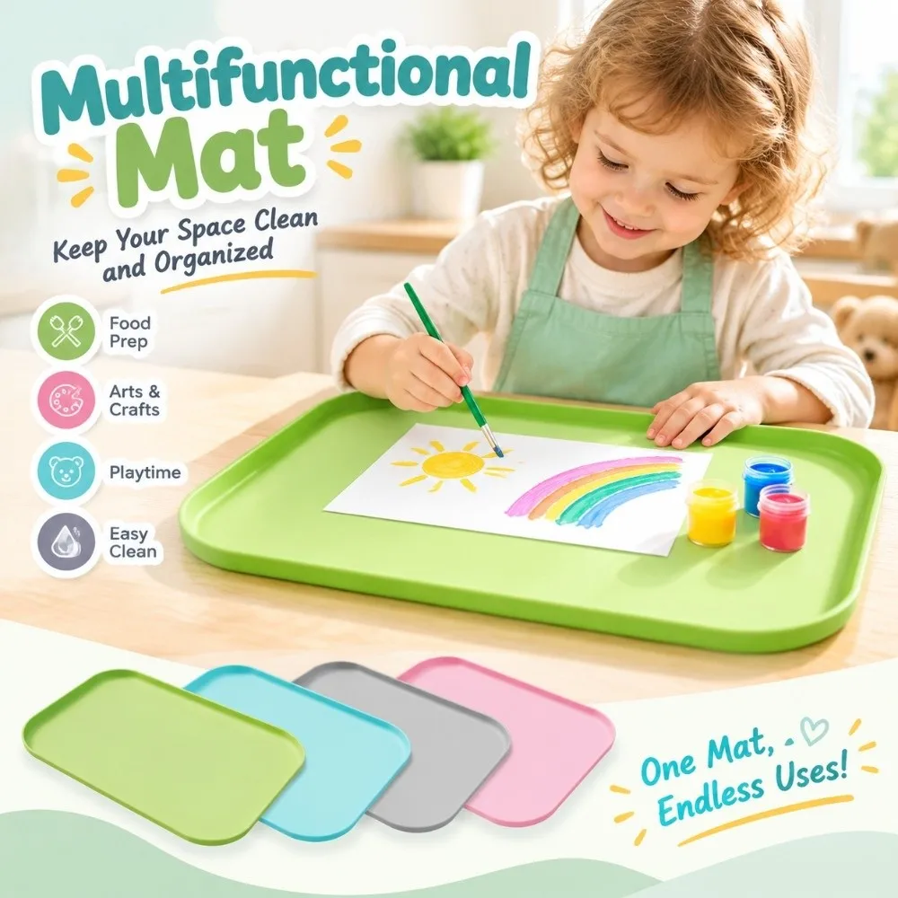 Waterproof Multifunctional Silicone Mat Heat Resistant Non Slip Kids Dining Mat Raised Edge Easy Clean Kitchen Countertop Mat