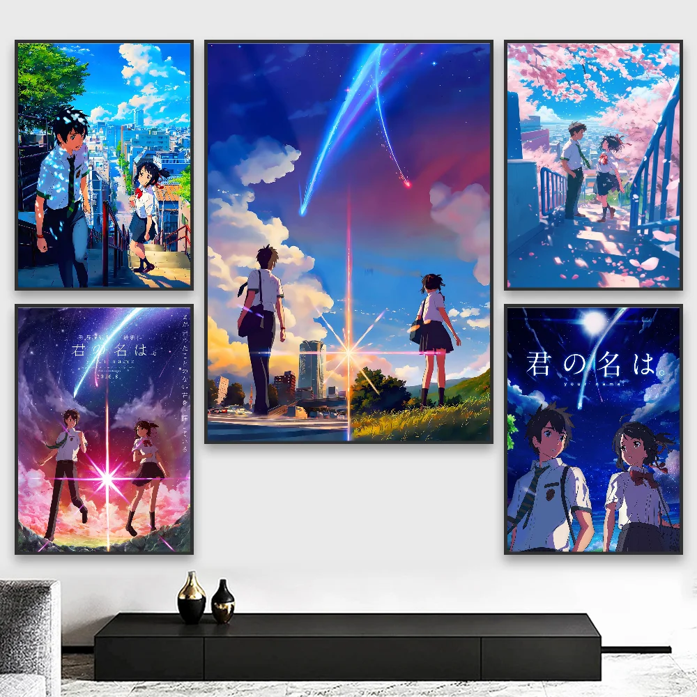 

Anime Your Name Mitsuha movie Poster HD art sticky wall waterproof home living room bedroom bar aesthetic decoration