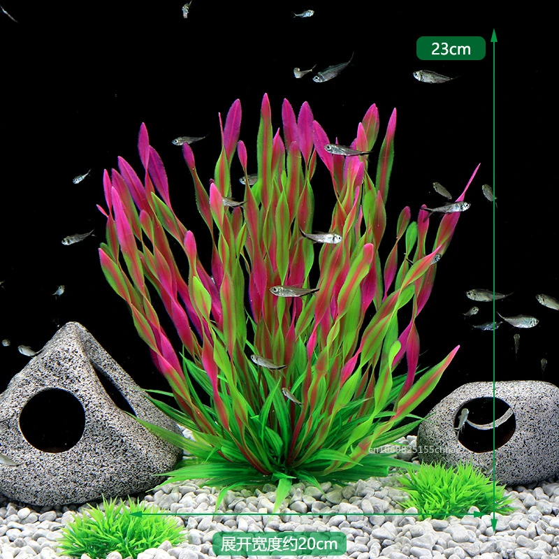 Artificial Green Underwater Plants Aquarium Fish Tank Seaweed Decoration Purple Water Grass Viewing Decorations for Home