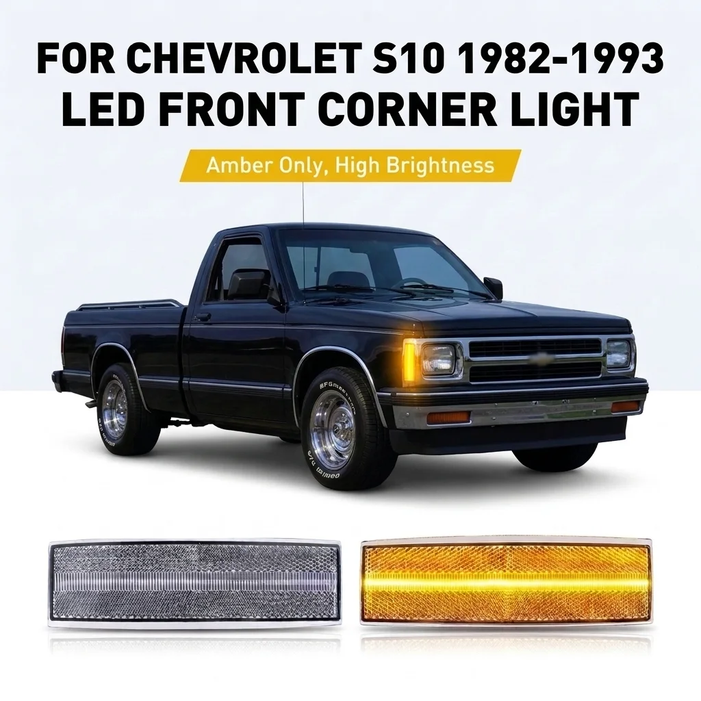 2PCS LED Front Corner Light for 1982–1993 Chevrolet chevy S-10 GMC S-15 Jimmy Sonoma Syclone Typhoon amber side marker light