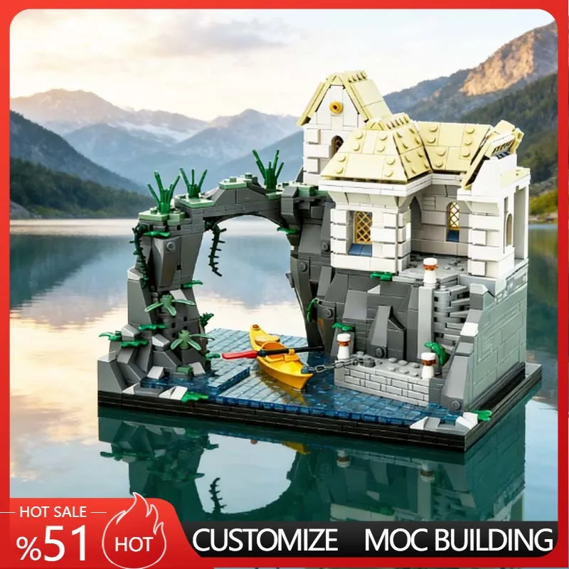 

1443 PCS City Street Cliffside Mediterranean Villa MOC Customize Modular Building Block Creative Design DIY Holiday Toy Gifts