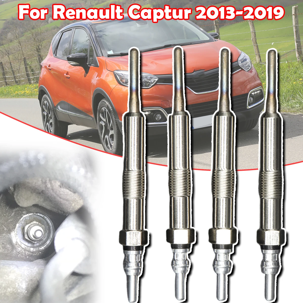 

4PCS Diesel Heater Nickel Plating Glow Plugs For Renault Captur 2013 2014 2015 2016 2017 2018 2019 1.5DCi 110655687R 8200682592