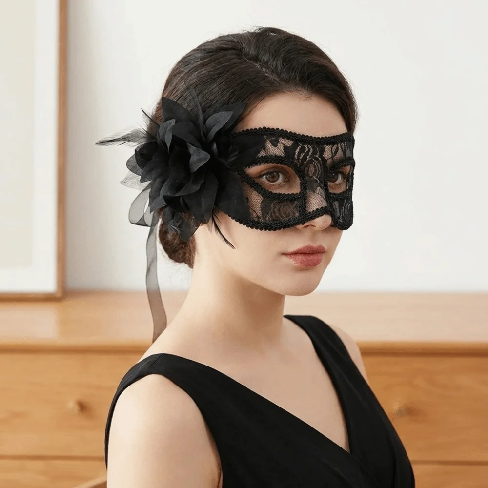 Fancy Flower Half-Face Mask Seductive Style Multicolor Masquerade Ball Mask Fancy Prom Masquerade Feather Mask Rave Celebration
