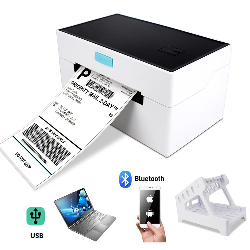 Print Machine Black and White Label Printer with Barcode Feature in Stock Wholesale 4 Inch High-Speed Sticker