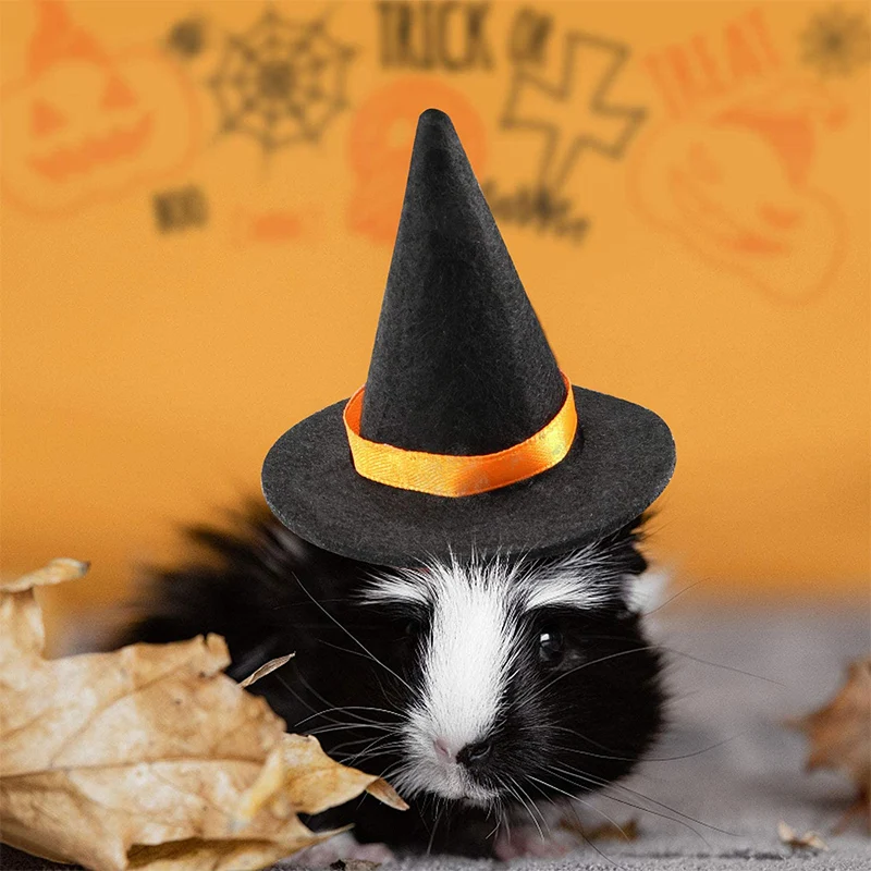 Guinea Pig Wizard Hat Bow tie Rabbit Halloween Costume Hamster Cap Witch Head Accessories for Hedgehog Chinchilla Ferret