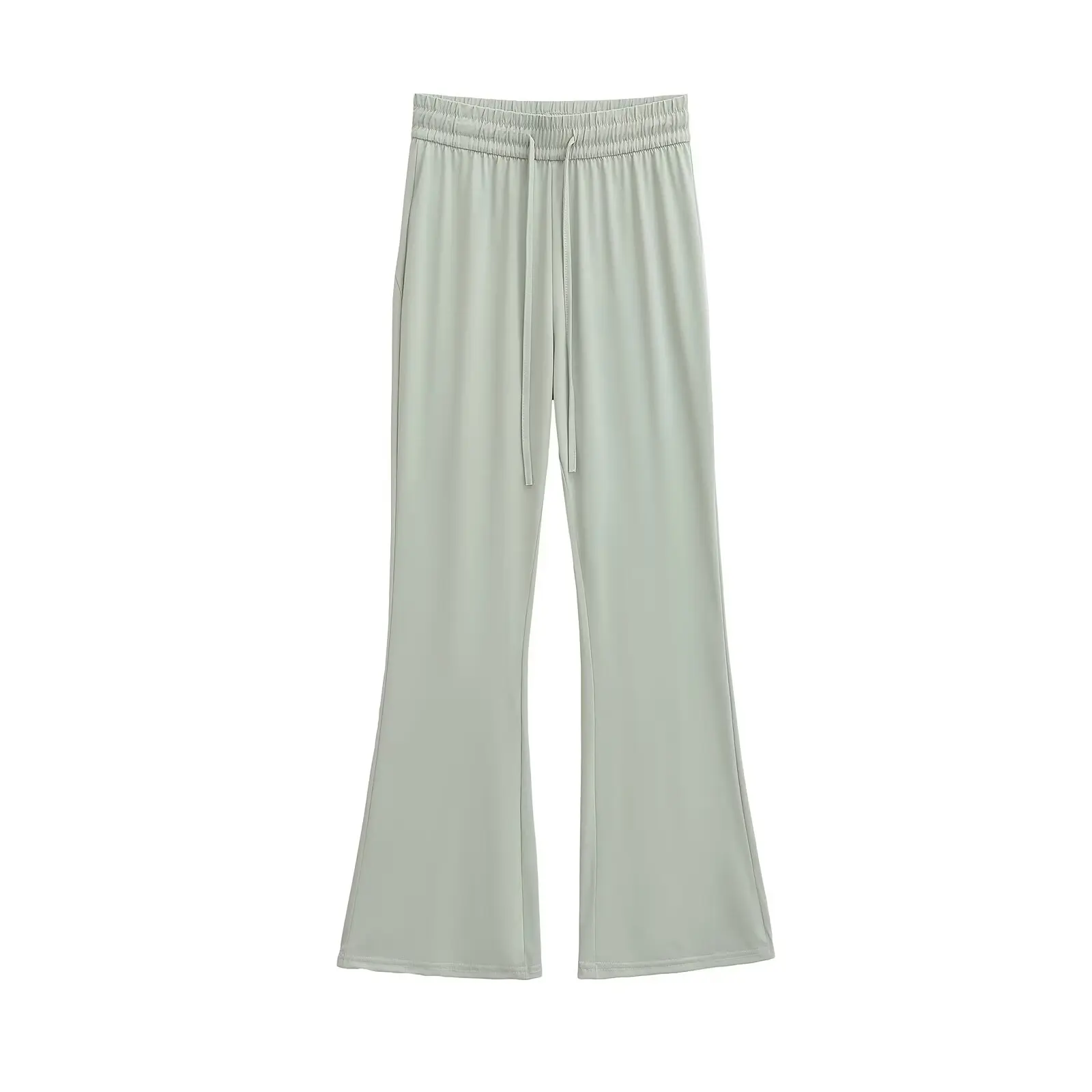 Pantalon ample en soie glacée pour femmes, décontracté, Dstring, taille élastique, jambes larges, Long, amincissant, drapé, pour les déplacements, été