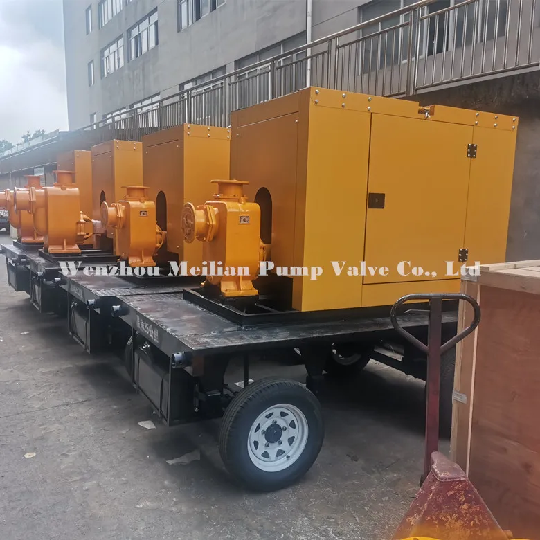 8 Inch Self-priming Engine Trash Water Centrifugal Pump with Wheels Trailer for Irrigation Flood Control Drainage