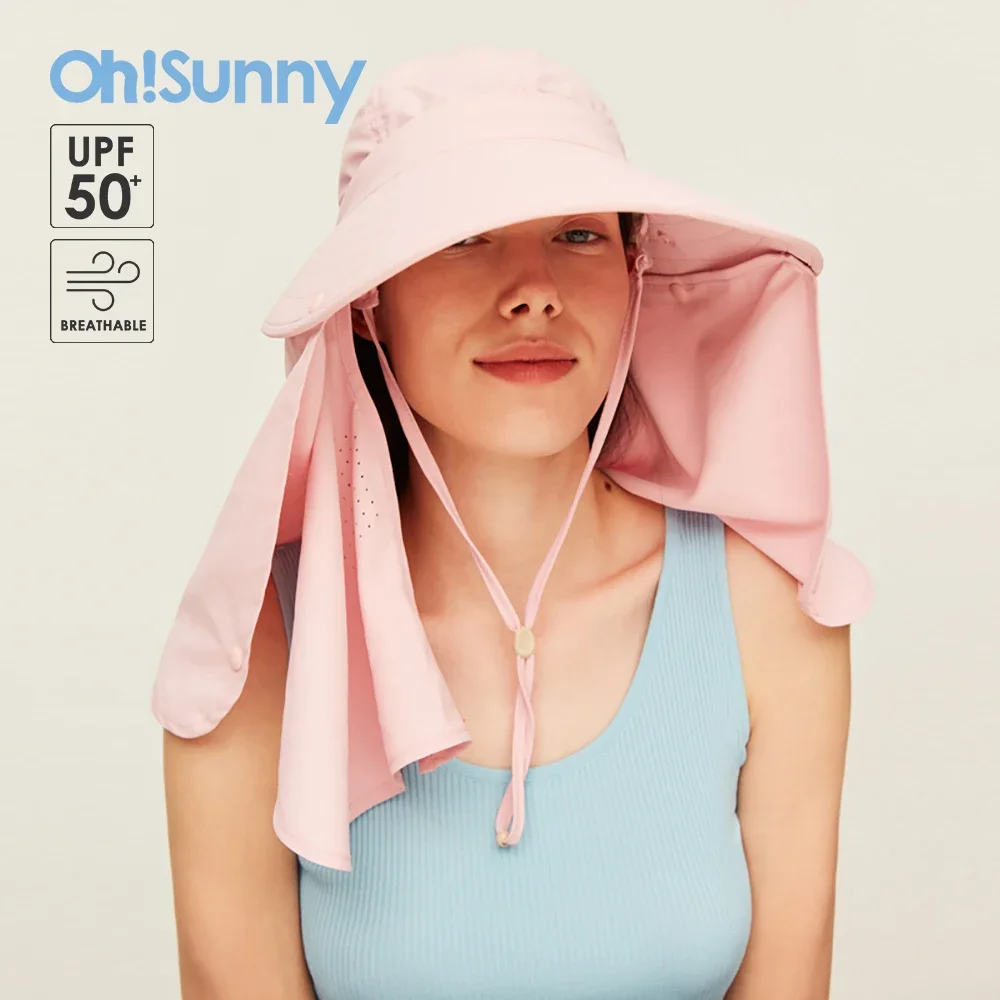 OhSunny Women Breathable Bucket Hats Detachable Anti-UV Protection UPF1000+ Summer Sun Protector Face Neck Scarf Cover Hiking