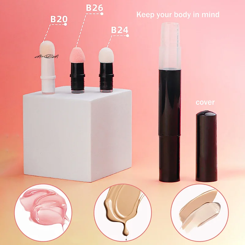 3 ml Twist Pen Leere Tube mit Schwammspitze Kosmetikbehälter Lipgloss Foundation Concealer Dispenser Nachfüllung für Schönheitsprodukte