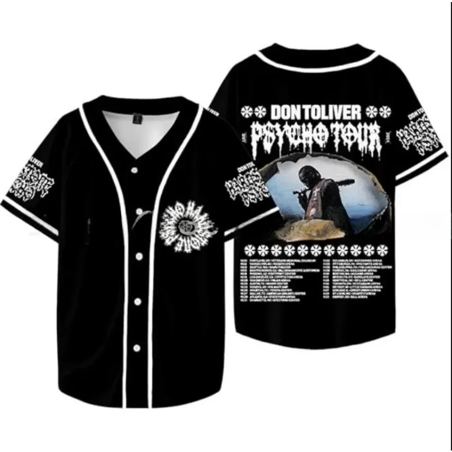 Don Toliver HARDSTONE PSYCHO Album Baseball Shirt Men Women Hipster Hip Hop Short Sleeve Baseball Jersey Tee Shirt Street Wear