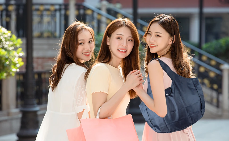 Reusable Grocery Bags Large Washable Shopping Bags Foldable Environment-Friendly Nylon Heavy-Duty Pocket Handbags