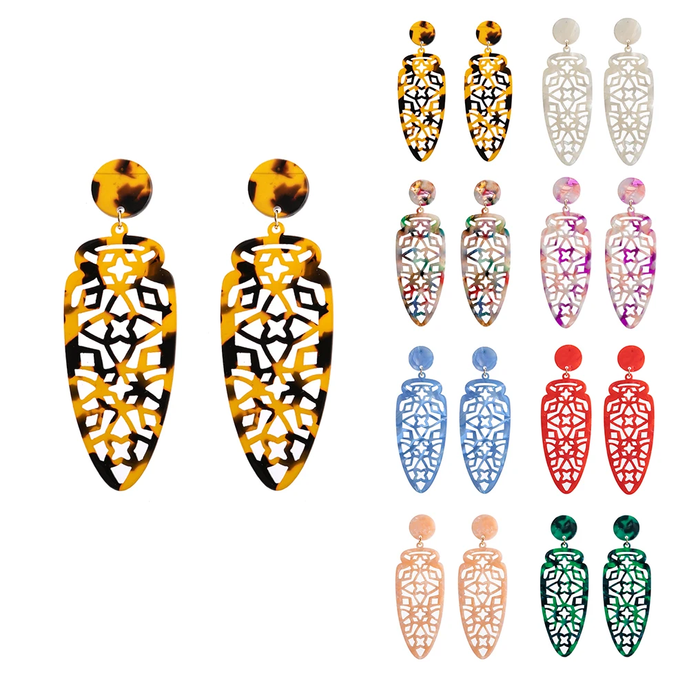 Fashion Dangle earring Long Colorful Acetate jewelry Tortoiseshell Women\'s earrings Flamenco Accessories Trendy Summer Party New