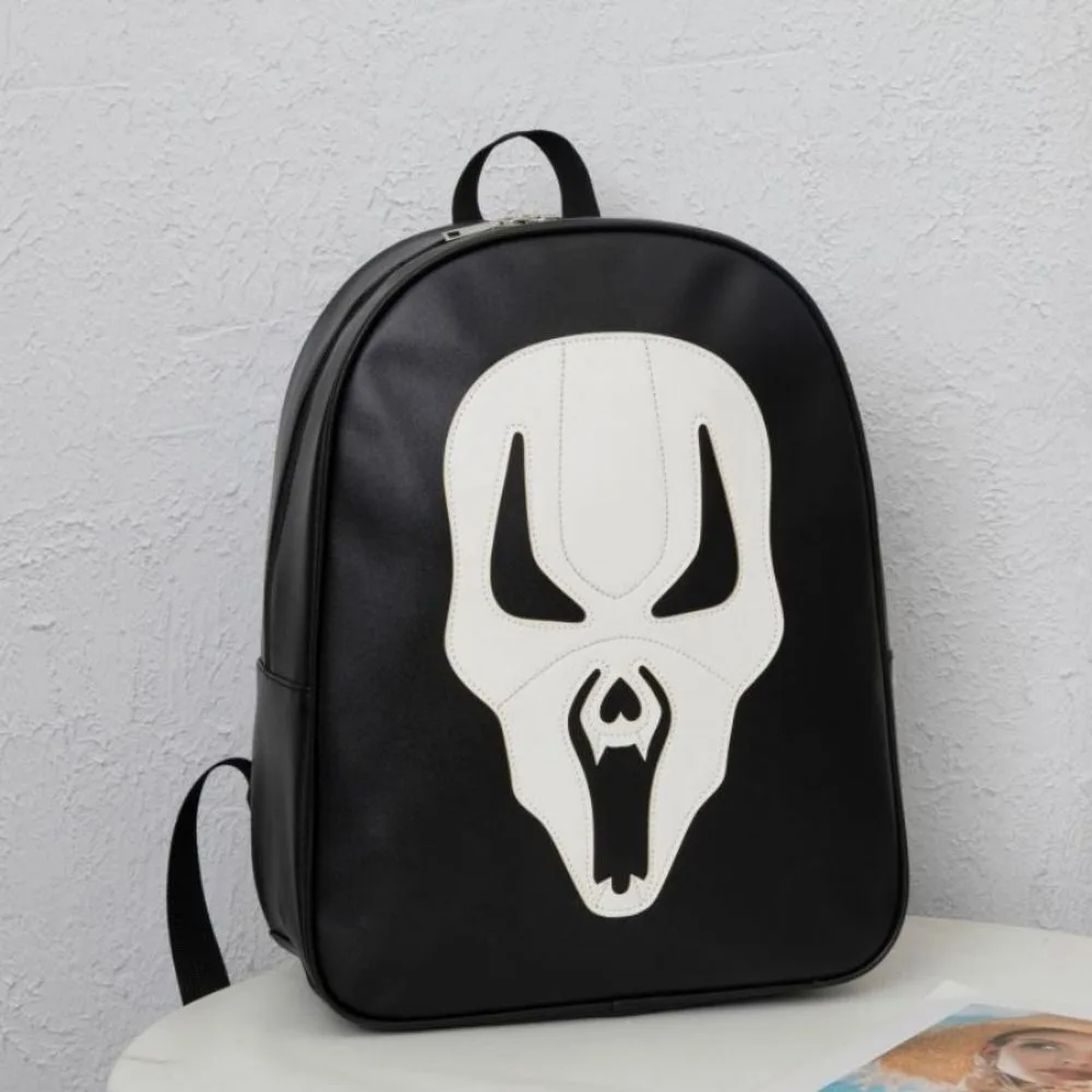 

PU Leather Halloween Skull Head Printted Bag Zipper Handbag Halloween Ghost Skull Backpack Korean Style Waterproof