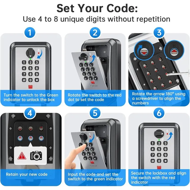 

ABEZ Key Lock Box With 12 Digit Combination Lock For Keys, Large Capacity& Weatherproof Outdoor Restable Code