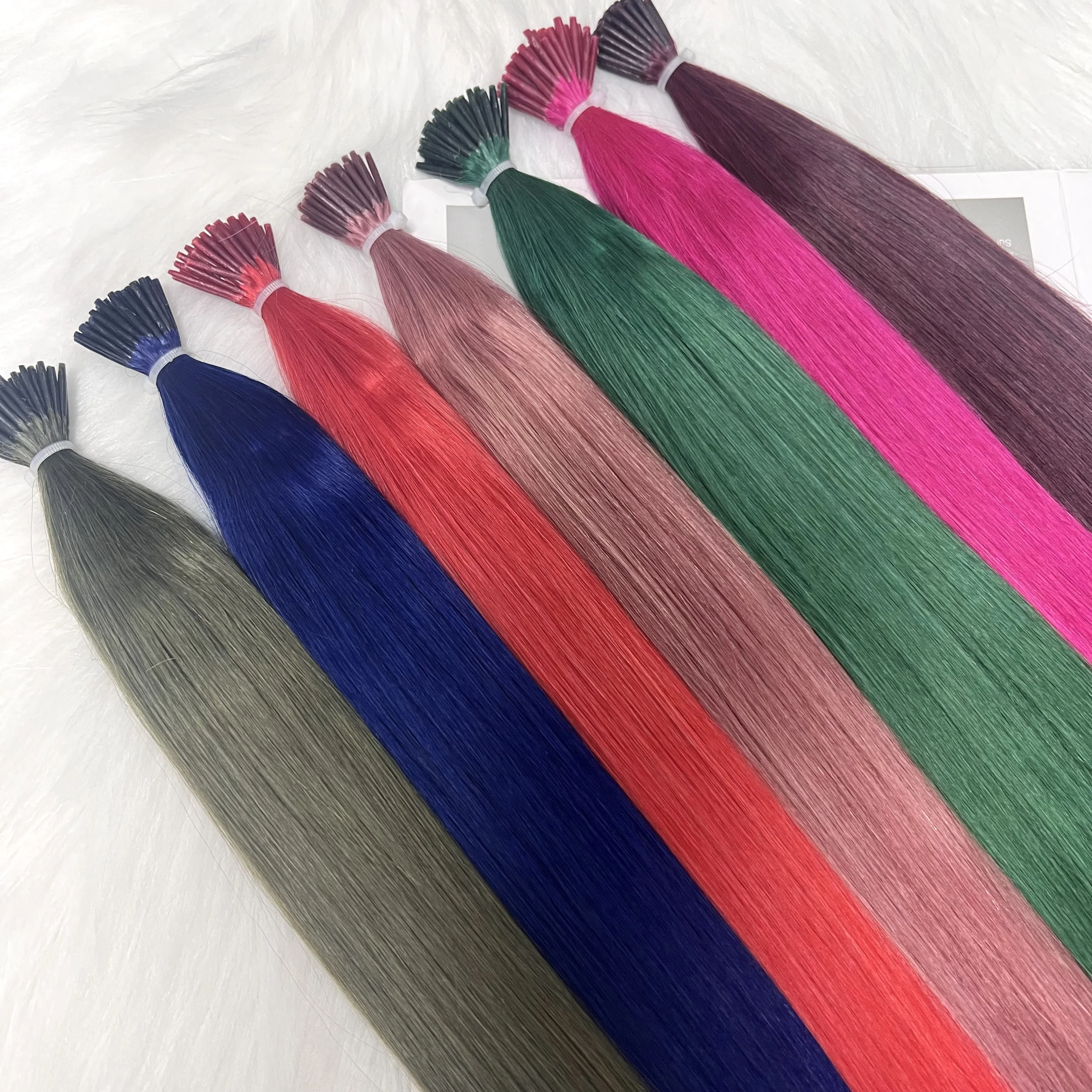 I تلميح ريمي الشعر البشري مستقيم الانصهار الطبيعي وصلات شعر 50 قطعة/المجموعة الملونة مستقيم الشعر 12-20 بوصة #2