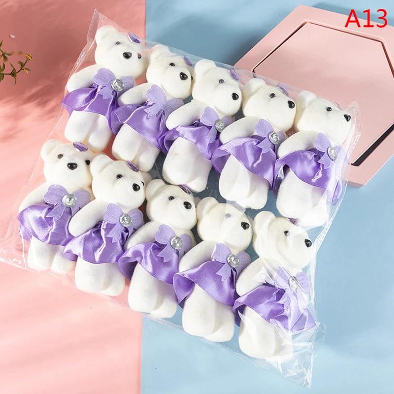 10Pcs Couple Models Pair Bear Flower Bouquet Cartoon Dolls Wedding Decoration Accessories Birthday Gifts Bubble Bear Decoration