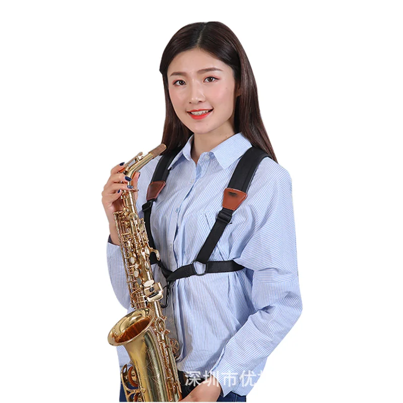 Adult Children Soft Sax Strap Hook Saxophone Shoulder Strap Saxophone Strap Harness for Alto Tenor Soprano Saxophone